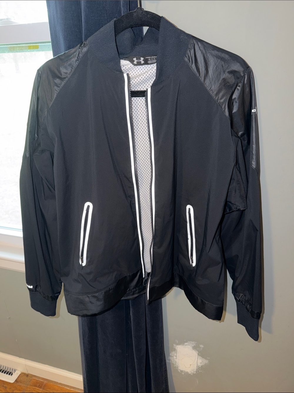 Under Armour Women’s Black Windbreaker Jacket with White Trim